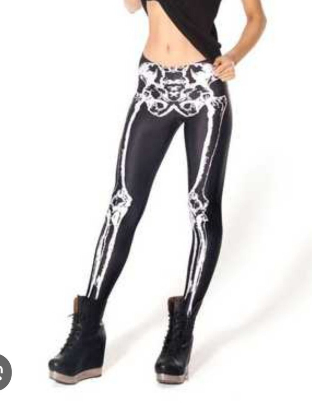 Blackmilk Black and White Skeleton Leg Leggings EUC Size M